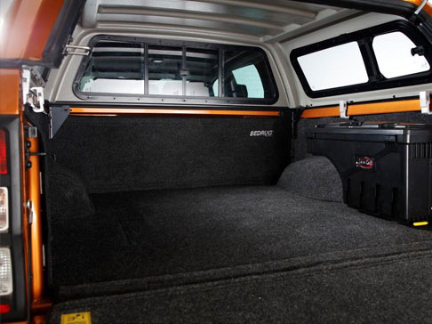 BedRug Load Bed Liner Fitted Inside A Pickup Truck Hard Top Canopy