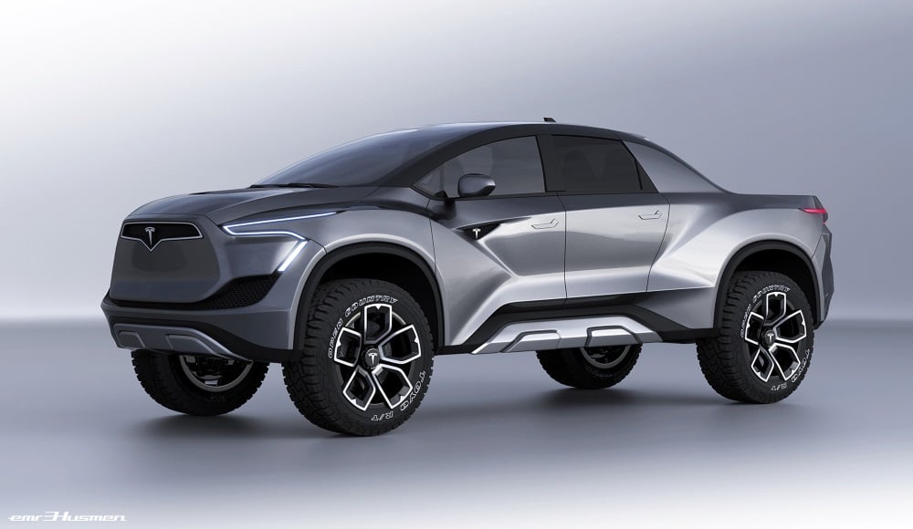 Tesla Pickup Truck Concept Image Rendering - Front Corner View