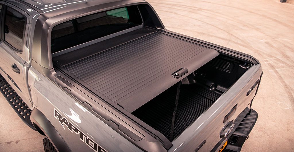 Best 4x4 Accessories - Ford Ranger Raptor fitted with Mountain Top black roller shutter