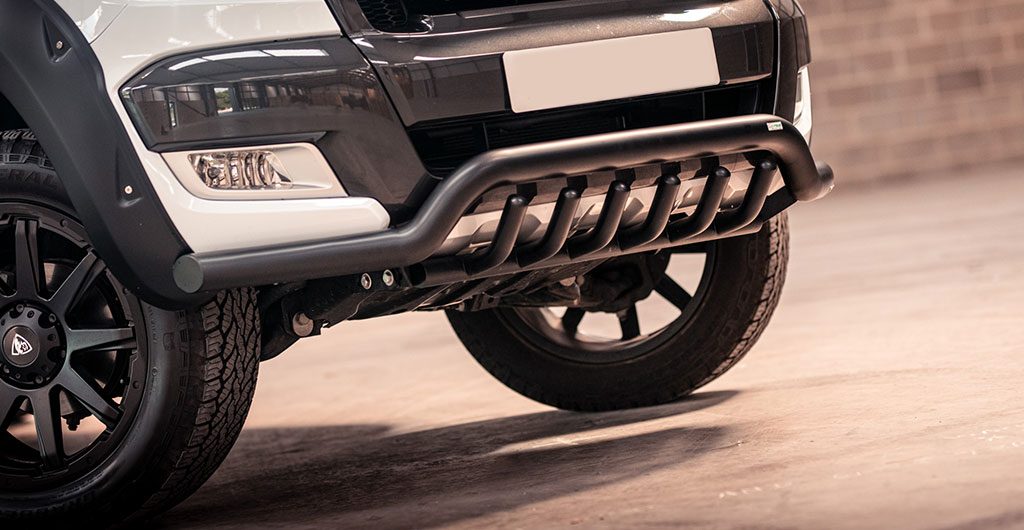 Best 4x4 Accessories - Ford Ranger black front nudge bar with axle bars