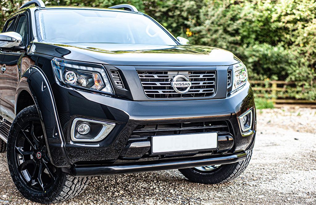 black nissan navara np300 with accessories - front view