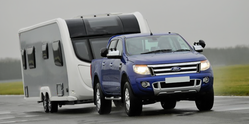 Ford Ranger towing caravan