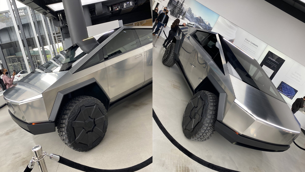 Different angles of the Telstar Cybertruck