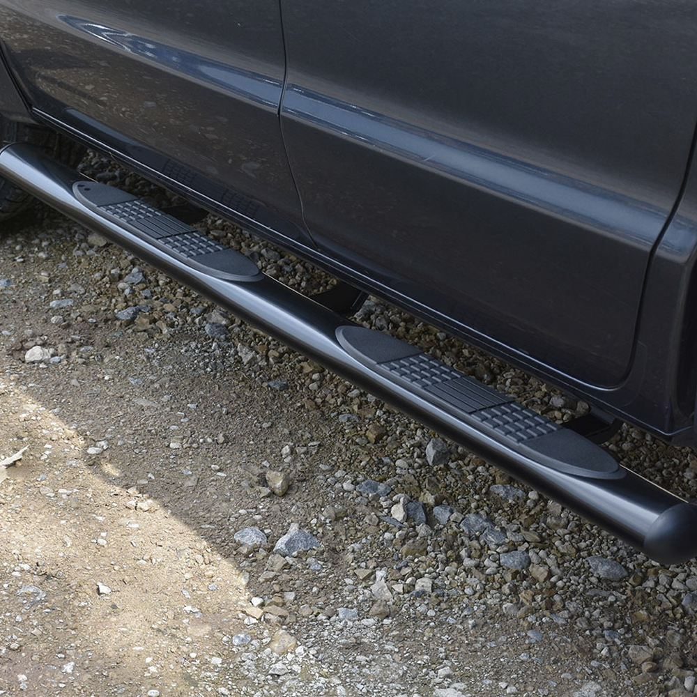 VW Amarok 2011 2020 Black Side Bars with Oval Steps