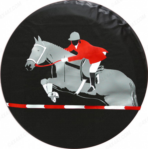 Black Soft Wheel Cover With Colour Horse Rider Design