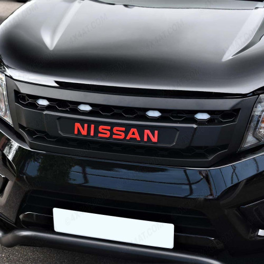 Nissan Navara NP300 2016-2021 Matte Black Grille with LEDs and Red Logo