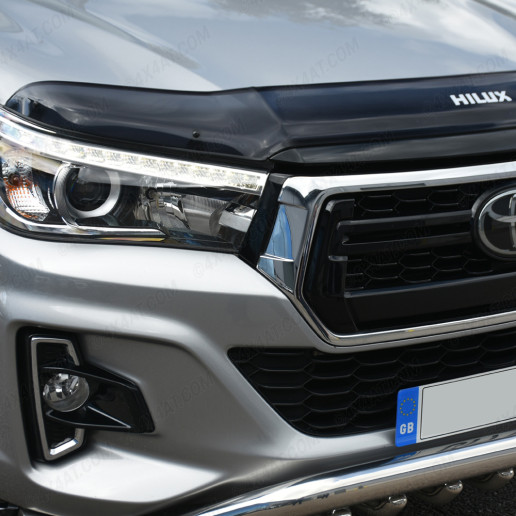 Dark Smoke Bonnet Guard with Logo for Toyota Hilux 2016-2020