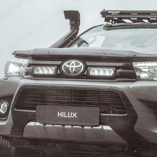 Close-up view of Triple-R 750 High Performance LED Spotlights on Hilux