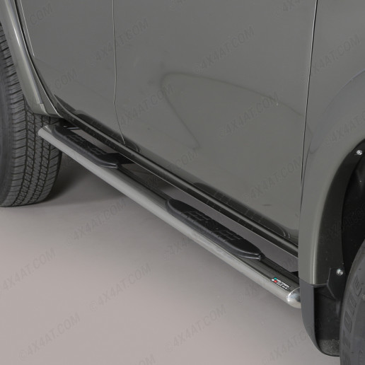 Mitsubishi L200 2005-2015 Stainless Steel Oval Side Bars with Rubber Treads