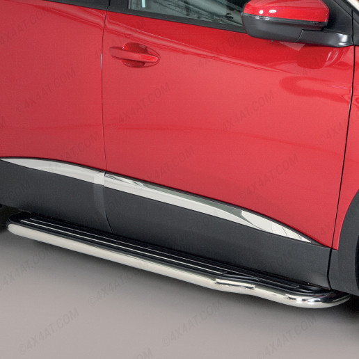 Peugeot 3008 Side Steps w/ Full Length Black ABS Treads