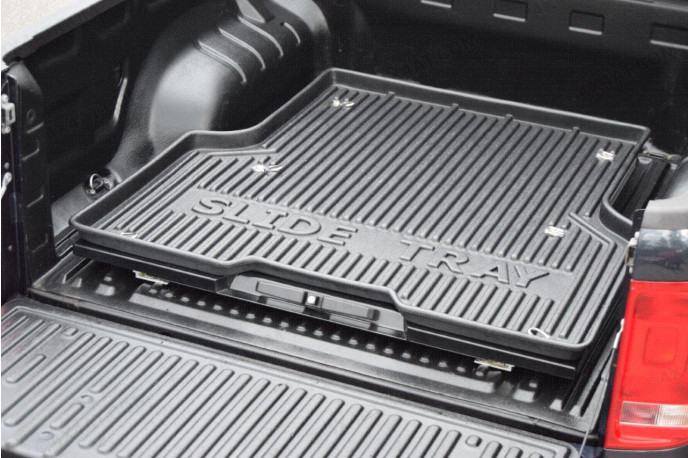 Close-up view of the VW Amarok 2011-2020 Full-Width Load Bed Slide - ABS Top
