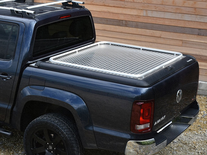 VW Amarok Mountain Top Alloy Chequer Plate Tonneau Cover - Loading Rail Option