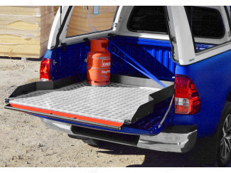 Wide Chequer-Plate Deck Heavy Duty Bed Slide Toyota Hilux 2016 Onwards