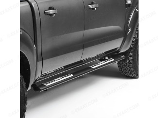 New Ford Ranger 2019 Onwards Black Side Bar With Alloy Tread Plates