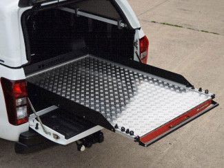 Chequer-plate heavy duty bed slide fitted to a Fullback