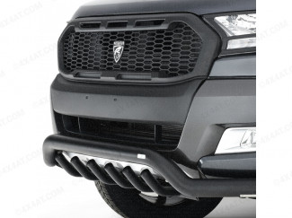 Ford Ranger 2019 Spoiler Bar - Front Bar - 70mm Stainless Steel - Black Powder Coated With Axle Bars