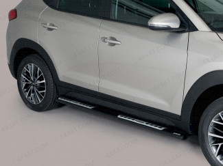 Hyundai Tuscon 2018 Onwards Oval Black Side Bars With Step Moulds