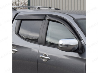 Dark smoke, tinted Mitsubishi Triton L200 2015 on wind deflectors