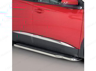 Peugeot 3008 2016 on Misutonida Side Steps w/ Full Length Black ABS Treads