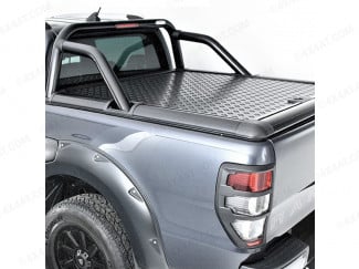Ford Ranger Double Cab 2012 on Upstone Black Aluminium Lift up Tonneau Lid -OE Bar compatible