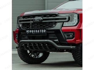 Ford Ranger 2019 Spoiler Bar - Front Bar - 70mm Stainless Steel - Black Powder Coated With Axle Bars