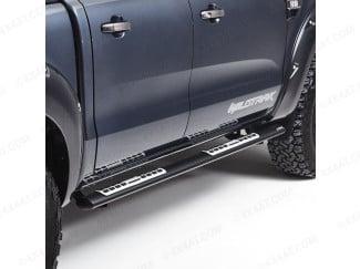 New Ford Ranger 2019 Onwards Black Side Bar With Alloy Tread Plates