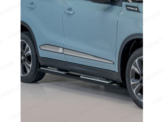 Suzuki Vitara 2019 Side Step Bars With Alloy/Rubber Treads - Nylon Coated Black Finish