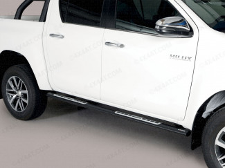 Stainless steel side bars for the Toyota Hilux double cab in black