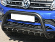 Side angle view of the VW Amarok 2017-2020 Black A-Bar with Cross Bar and Axle Bars