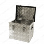 Small Aluminium Chequer Plate Tool Box, with Lid Open, 52cm x Width 37cm x Height 41.5cm