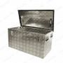 Large Aluminium Chequer Plate Tool Box, Lid Open
