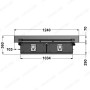 Dimensions for drawer and roller top