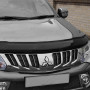 Bonnet bug shield protector in dark smoke fitted to a Mitsubishi L200