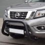 Side angle view of the Black A-Frame Bull Bar fitted to the Navara NP300