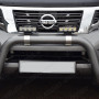 Close-up view of the Black A-Frame Bull Bar fitted to the Navara NP300