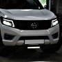 Front view of the Navara NP300 Black Spoiler Bar with LED Light Bar