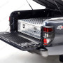 Aluminium pickup bed storage system with open drawer