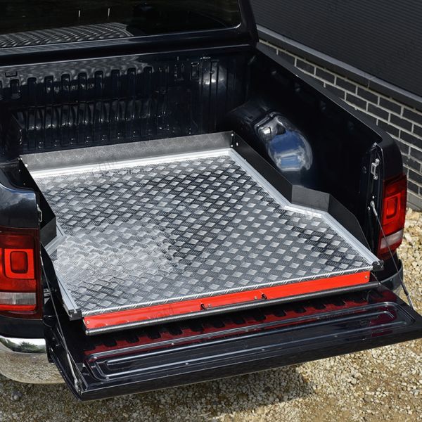 Close-up view of the VW Amarok 2010-2020 Full-Width Load Bed Slide