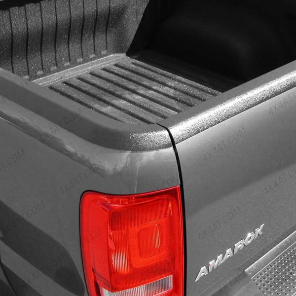 Close-up view of the VW Amarok 2011-2020 Load Bed Rail Caps Tailgate Protectors