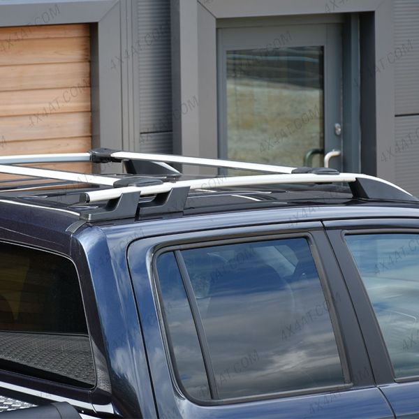 Close-up view of the VW Amarok 2010-2020 Silver Alloy Roof Rails