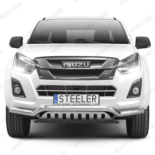 Isuzu D-Max 2012-2016 70mm Polished Front Spoiler Bar with Axle Plate