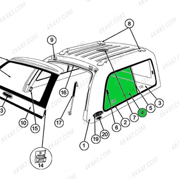 Alpha GTE Offsides Rear Side Window Glass for L200 Mk5