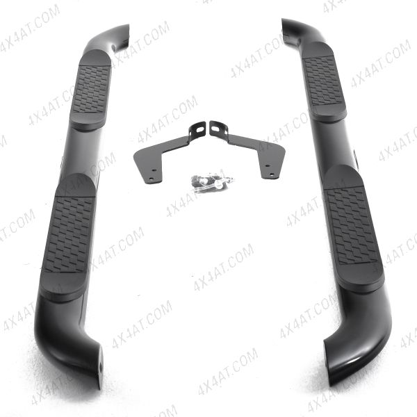 Toyota Hilux 2016-2020 Black Oval Side Bars with Tread Plates