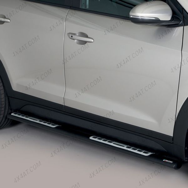 Oval Black Side Bars with Step Moulds for Hyundai Tucson 2018-