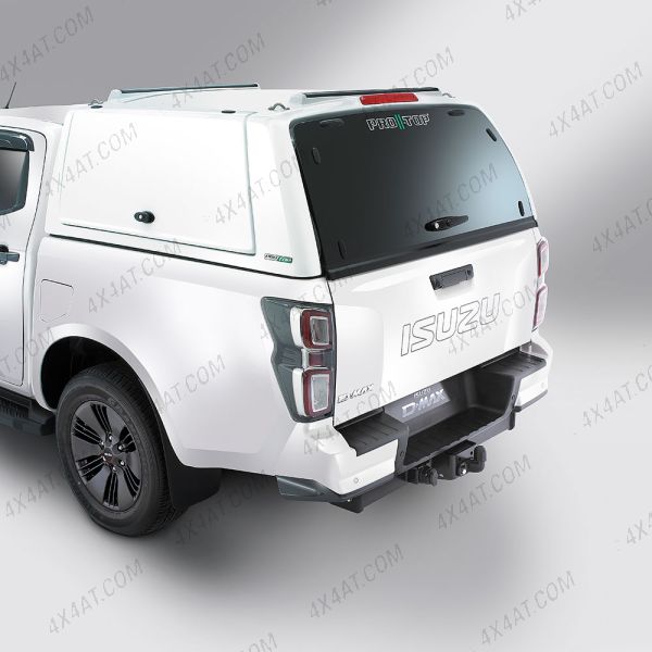 Isuzu D-Max 2021 Extended Cab ProTop gullwing in 527 Splash White with Glass rear door