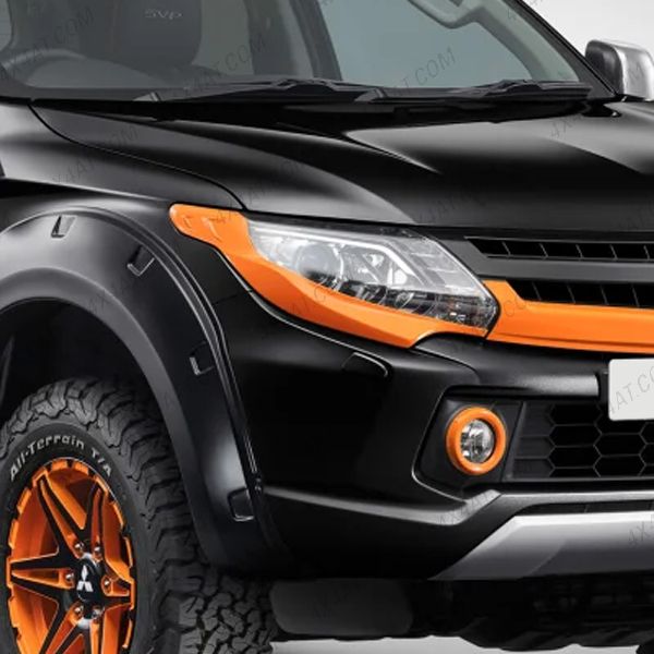 Close-up view of the Fiat Fullback Orange Headlight Covers