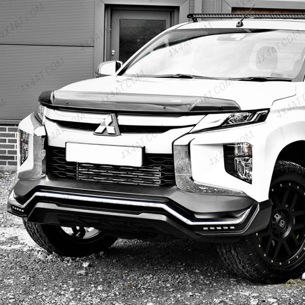 Side angle view of the Mitsubishi L200 Series 6 2019-2021 Bonnet Protector
