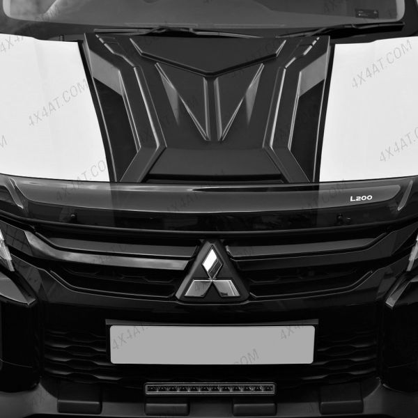 Close-up view of the Mitsubishi L200 Series 6 2019-2021 Matt Black Bonnet Scoop