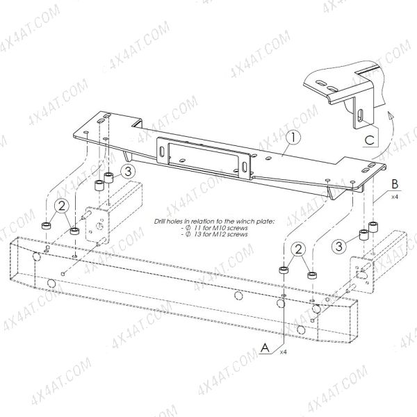 Toyota Land Cruiser 150 2017- Hidden Winch Mount - Front Bumper