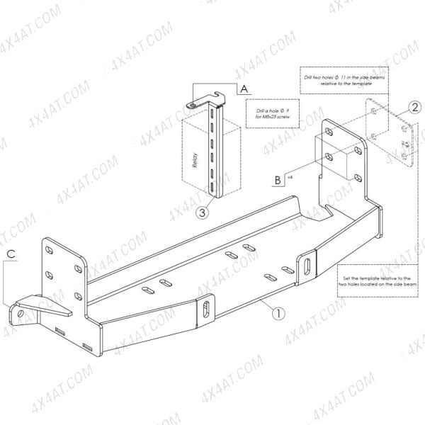 SsangYong Musso 2018- Hidden Winch Mount - Front Bumper